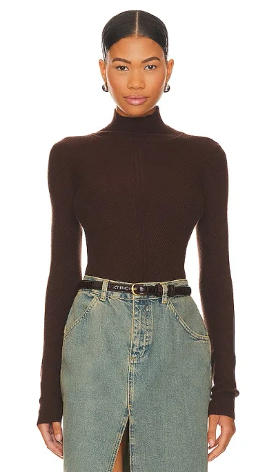 House Of Harlow 1960 Peyton Turtleneck Sweater In Chocolate
