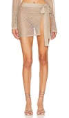 HOUSE OF HARLOW 1960 X REVOLVE SANA METALLIC OPEN STITCH TIE SKIRT