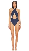 House Of Harlow 1960 X Revolve Sydney One Piece In Navy Pin Dot