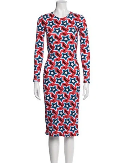 Pre-owned House Of Holland Graphic Print Knee-length Dress In Red