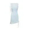 House Of Ika Women's Asymmetric Flow Viscose Dress In Blue
