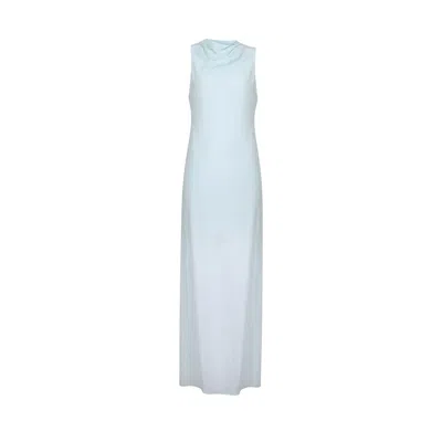 House Of Ika Women's Blue Draped Cross-back Maxi Dress