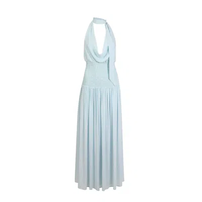 House Of Ika Women's Cowl Drape Smocked Waist Dress In Blue