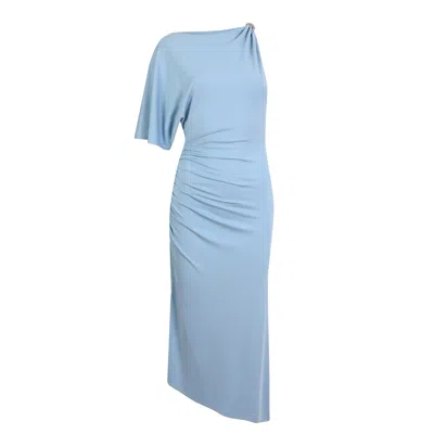 House Of Ika Women's Draped One-shoulder Buckle Dress In Blue