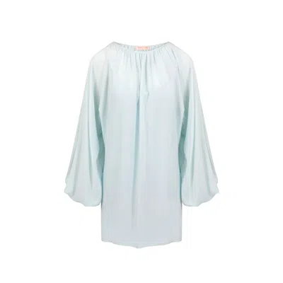 House Of Ika Women's Gathered Flow Viscose Mini Dress In Blue