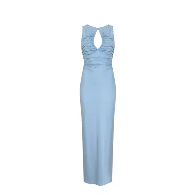 House Of Ika Women's Keyhole Ruched Maxi Dress In Blue