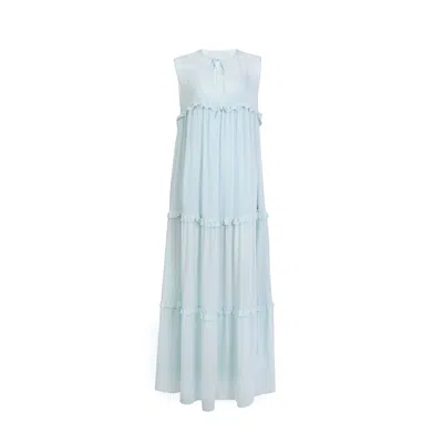 House Of Ika Women's Tiered Viscose Maxi Dress In Blue