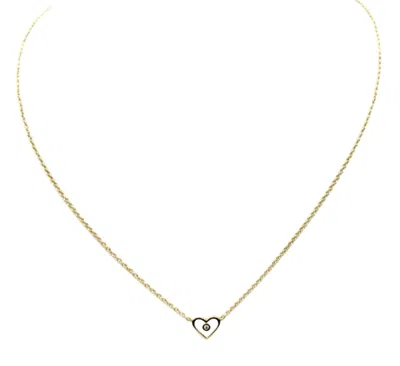 House Of India Women's Enameled Heart Necklace In White/diamond In Gold