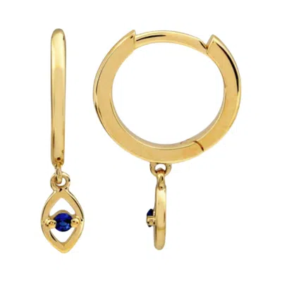 House Of India Women's Huggie Evil Eye Charm Earrings In 14kt Gold/sapphire