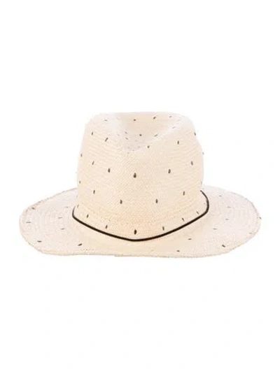 Pre-owned House Of Lafayette Woven Straw Fedora Hat In Neutral