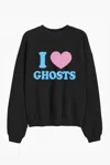 House Of Lulu I Love Ghosts Sweatshirt In Black In Black