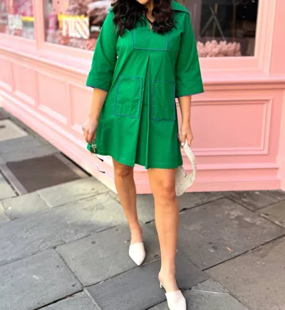 House Of Mbr Cassidy Mini Dress In Green & Blue