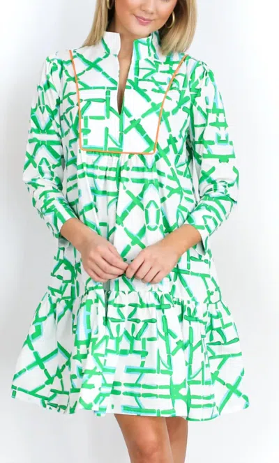 House Of Mbr Emerald Trellis Pippa Dress Short In Green