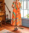 House Of Mbr Maxi Shirt Dress In Estate Orange In Orange