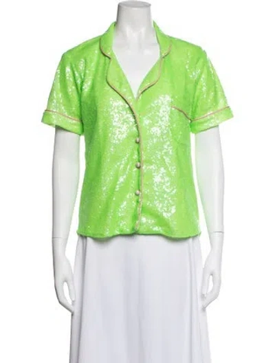 Pre-owned House Of Mua Mua Nylon Sequin Embellishments Pajamas W/ Tags In Green
