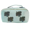 House Of Murphy Women's Embroidered Velvet Cosmetic Bag Blue Moss Trees In Blue