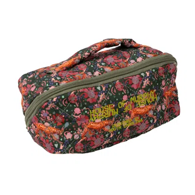 House Of Murphy Women's Green / Red Quilted Jungle Walk Cosmetic Case In Multi