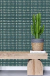 House Of Nomad Checked Out Natural Grass Cloth Wallpaper In Green