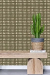 House Of Nomad Checked Out Natural Grass Cloth Wallpaper In Brown