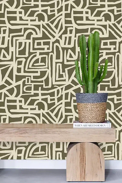 House Of Nomad Jet Lag Natural Grasscloth Wallpaper In Green