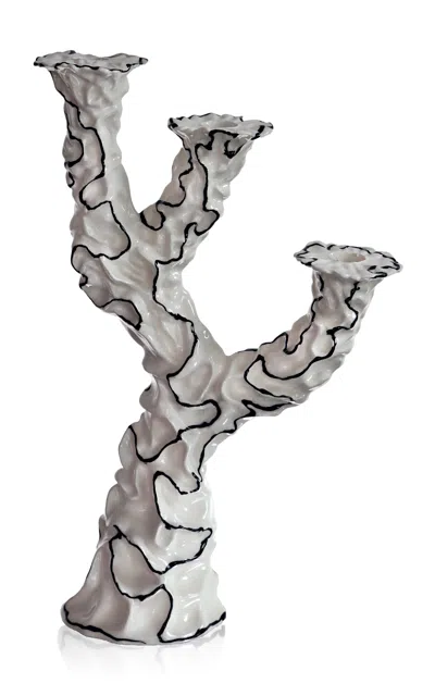 House Of Quentin Jones - Three Wishes Candle Holder- Gloss White - White -