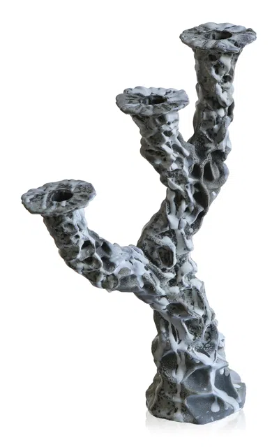 House Of Quentin Jones Three Wishes Candle Holder- Volcanic Grey In Gray