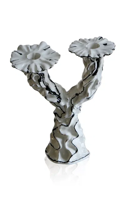 House Of Quentin Jones Two Wishes Candle Holder- Gloss White