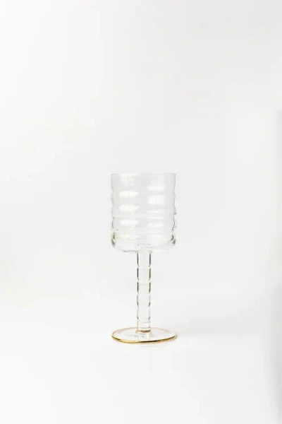 House Of Revelry Fluded Wine Glass Set Of Four In Transparent