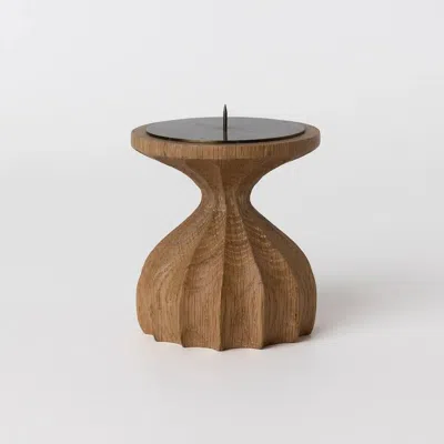 House Of Revelry Natural Short Pillar Candle Holder In Brown