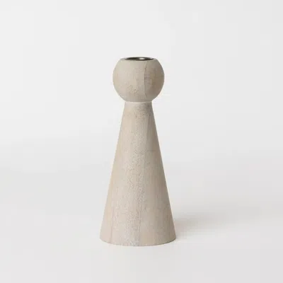 House Of Revelry Neutrals Bleached Taper Wood Candle Holder In Orange