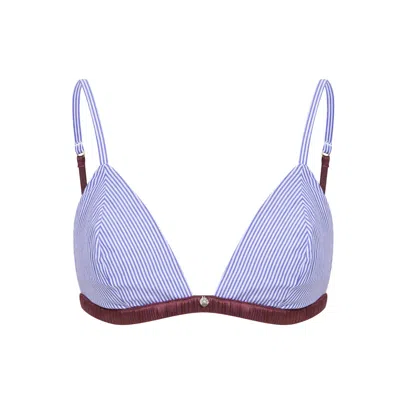 House Of Silk Blue Lyron Cotton Striped Soft Lingerie Set