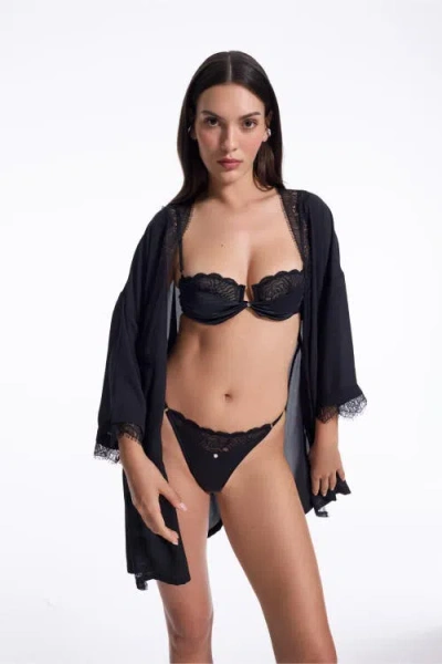 House Of Silk Caroline Chiffon Robe In Black