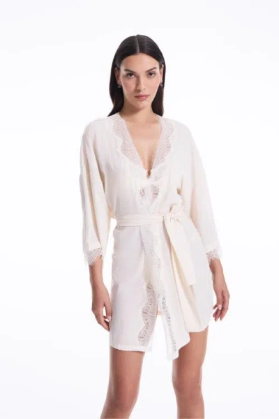 House Of Silk Caroline Chiffon Robe In Neutral