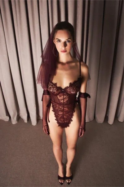 House Of Silk Cynthia Bodysuit In Burgundy