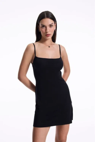 House Of Silk Fallen Slit Dress In Black