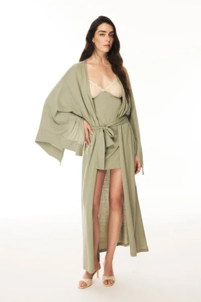 House Of Silk Lune Kaftan Robe In Mint Green