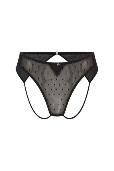 House Of Silk Matilda Ouvert Lace Panties In Black