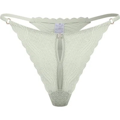 House Of Silk Neima Lace Low-cut Thong In Green