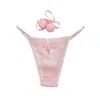 House Of Silk Pink / Purple Poms Chiffon Pink Lady Embroidered Panty In Pink/purple