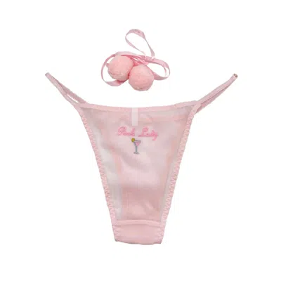 House Of Silk Pink / Purple Poms Chiffon Pink Lady Embroidered Panty In Pink/purple