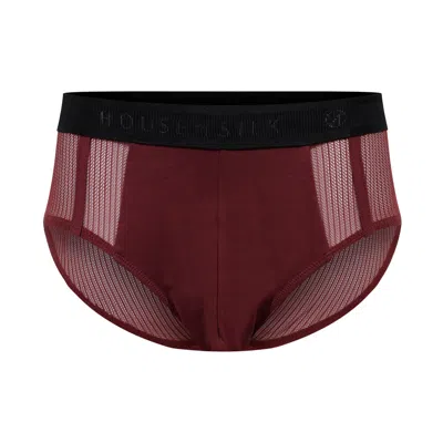 House Of Silk Red Fleur Tulle Men's Brief Burgundy