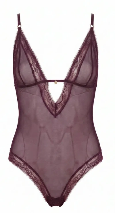 House Of Silk Rosalia Bodysuit In Burgundy