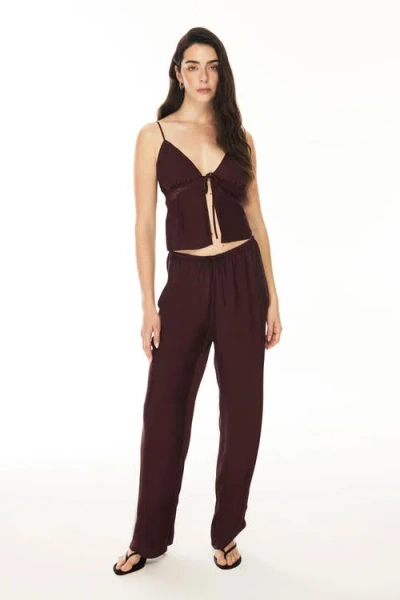 House Of Silk Rosalia Camisole Set In Burgundy