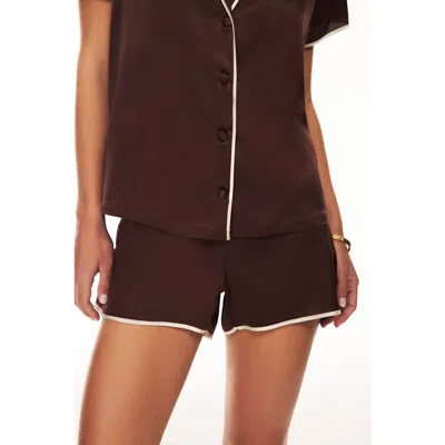 House Of Silk Silk Short Pajama Bottom In Chocolate