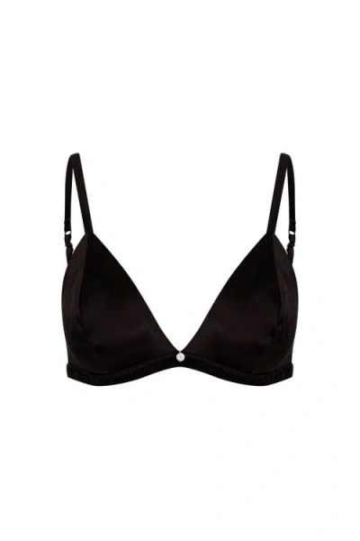 House Of Silk Silk Triangle Bra In Black