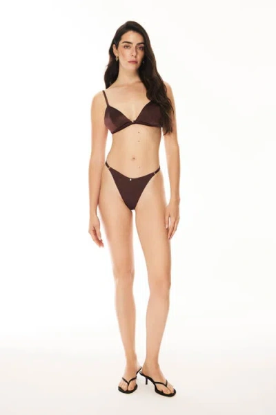House Of Silk Silk Triangle Thong In Chocolate