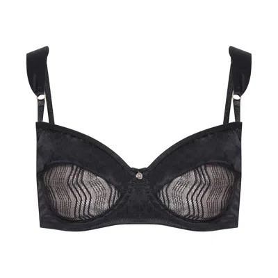 House Of Silk Women's Black Amelia Satin Lace Demi Bra