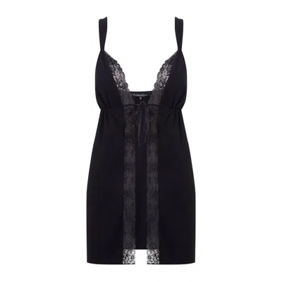 House Of Silk Women's Black Mia Babydoll & Thong Set