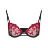 House Of Silk Women's Black / Red Rachel Satin Lace Bra In Black/red