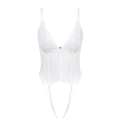 House Of Silk Women's Eva Lace Bodysuit White
